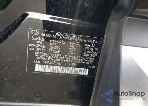 2020 Hyundai Santa Fe Se из США, поврежденный, VIN 5NMS23AD0LH277919